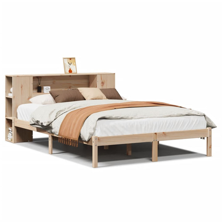 seng med reol uden madras 135x190 cm massivt fyrretræ