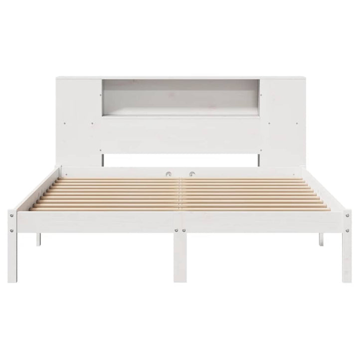 seng med reol uden madras 135x190 cm massivt fyrretræ hvid