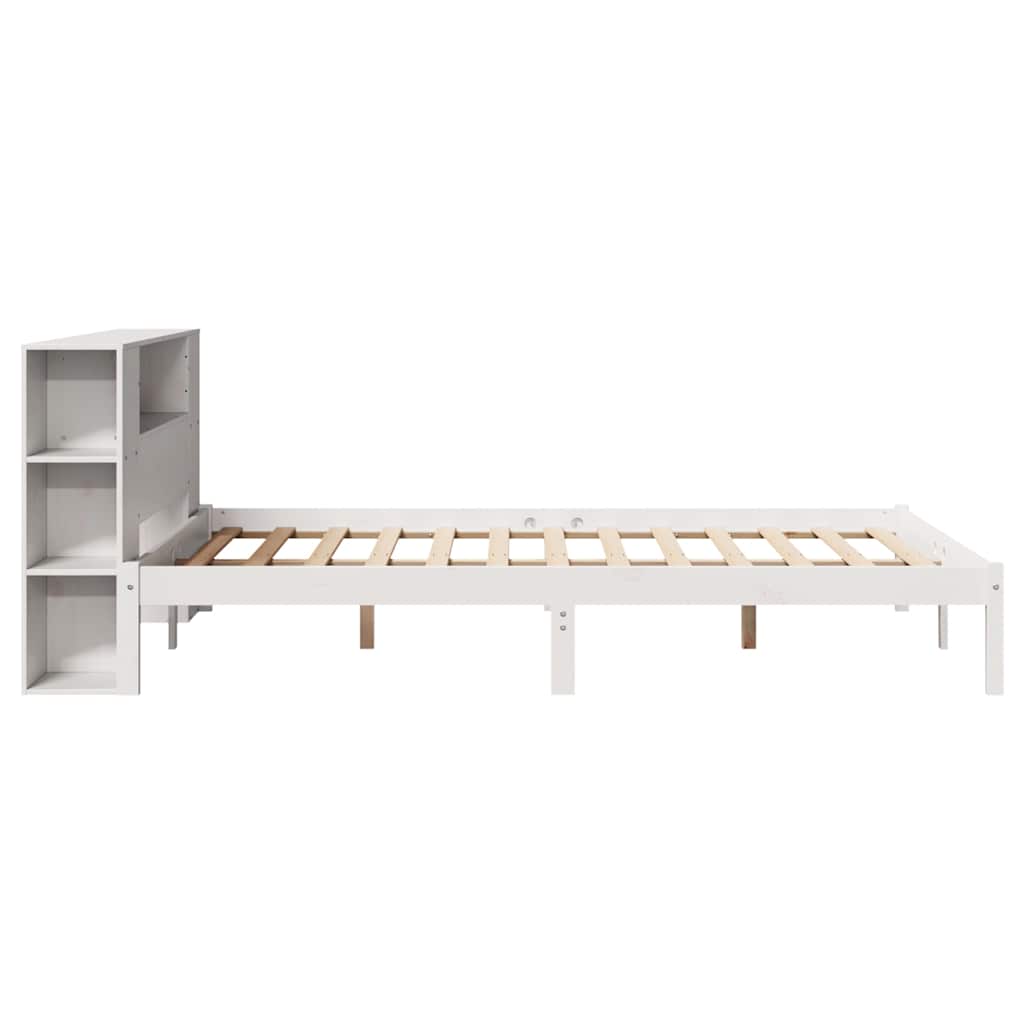 seng med reol uden madras 135x190 cm massivt fyrretræ hvid