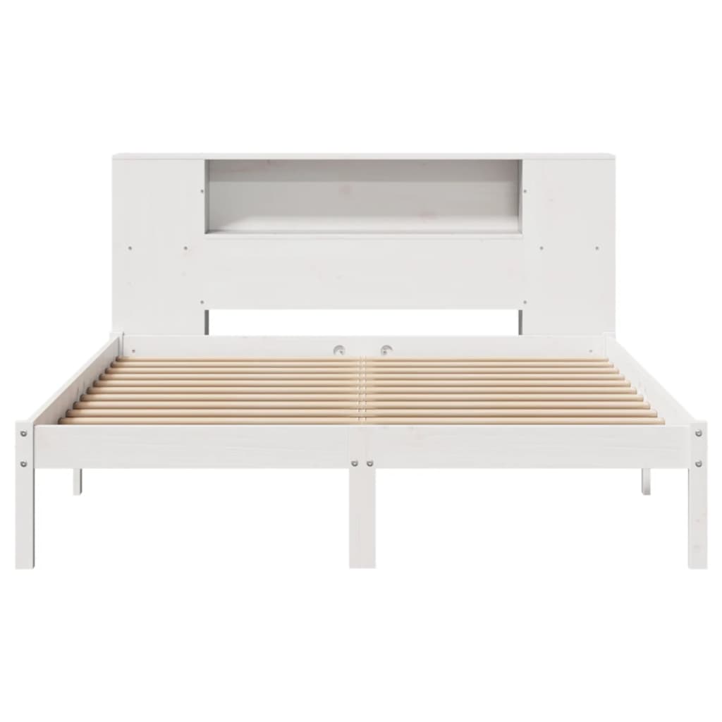 seng med reol uden madras 140x190 cm massivt fyrretræ hvid