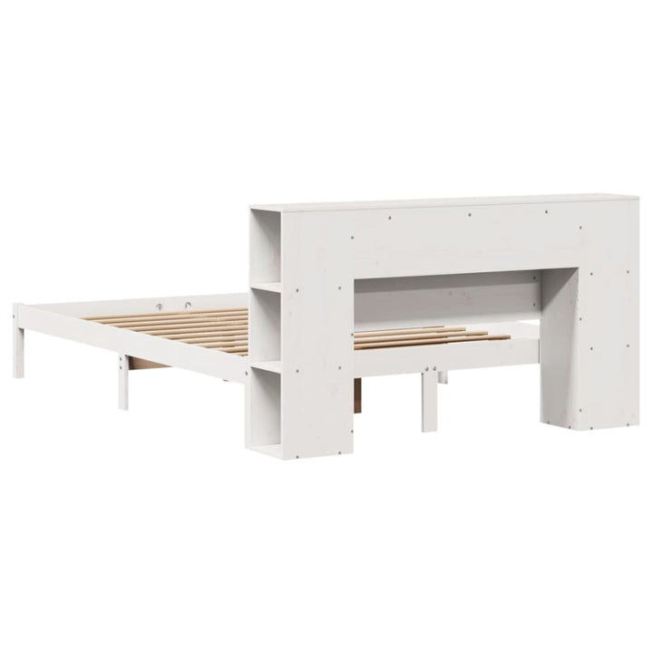 seng med reol uden madras 140x190 cm massivt fyrretræ hvid
