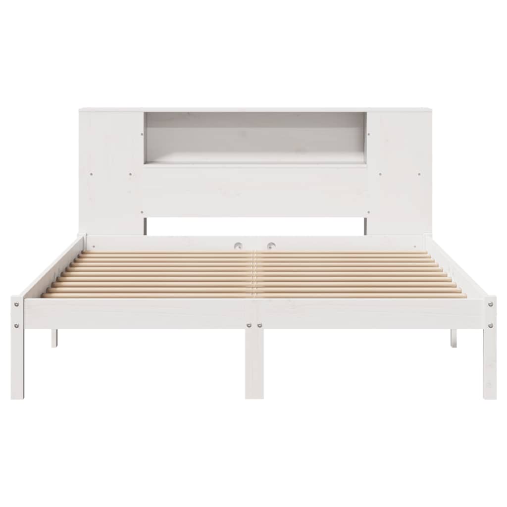 seng med reol uden madras 120x200 cm massivt fyrretræ hvid