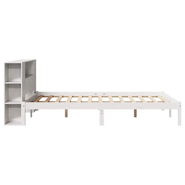 seng med reol uden madras 120x200 cm massivt fyrretræ hvid