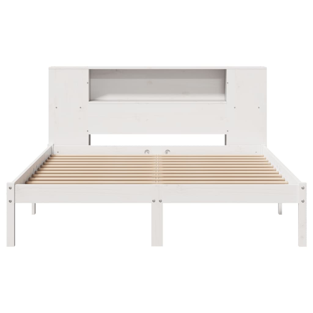 seng med reol uden madras 150x200 cm massivt fyrretræ hvid