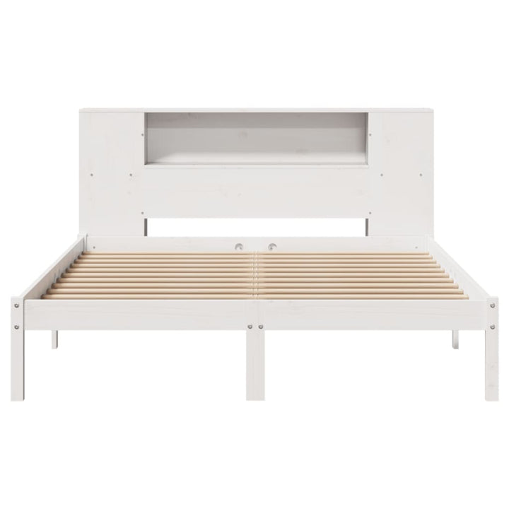 seng med reol uden madras 150x200 cm massivt fyrretræ hvid