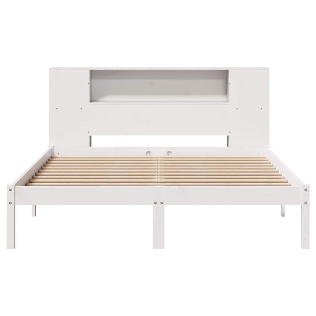 seng med reol uden madras 160x200 cm massivt fyrretræ hvid
