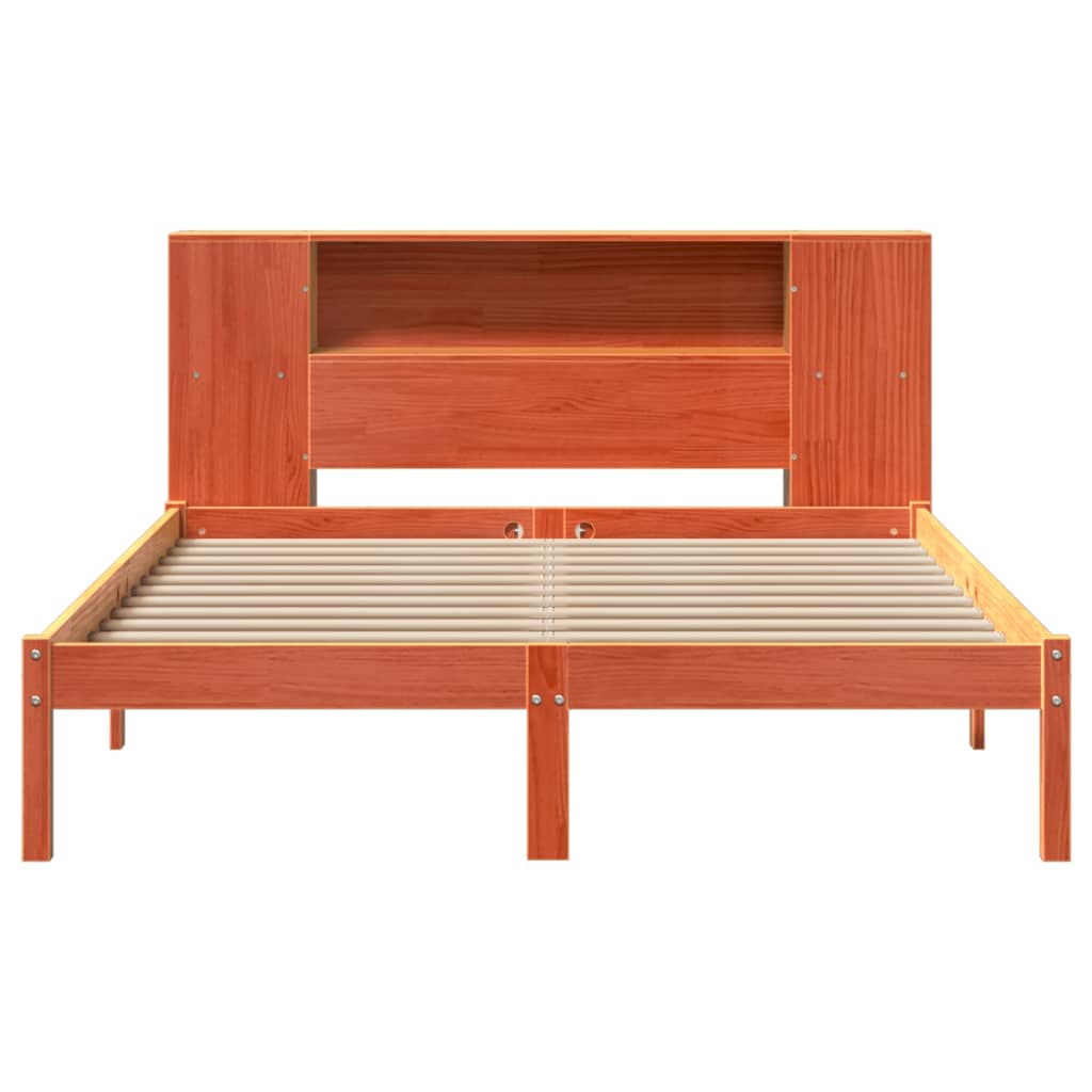 seng med reol uden madras 135x190cm massivt fyrretræ gyldenbrun