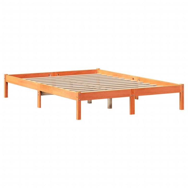 seng med reol uden madras 135x190cm massivt fyrretræ gyldenbrun