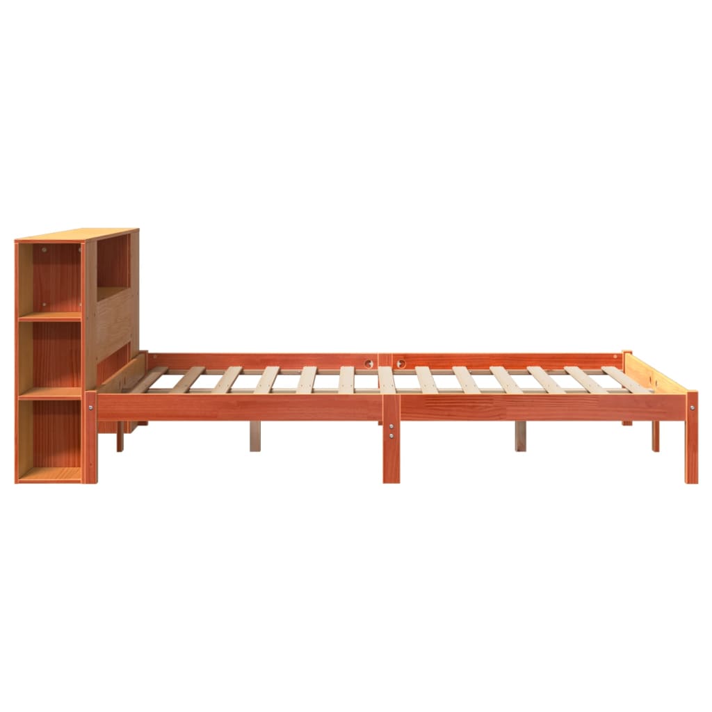 seng med reol uden madras 135x190cm massivt fyrretræ gyldenbrun
