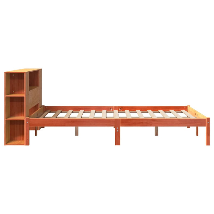 seng med reol uden madras 135x190cm massivt fyrretræ gyldenbrun
