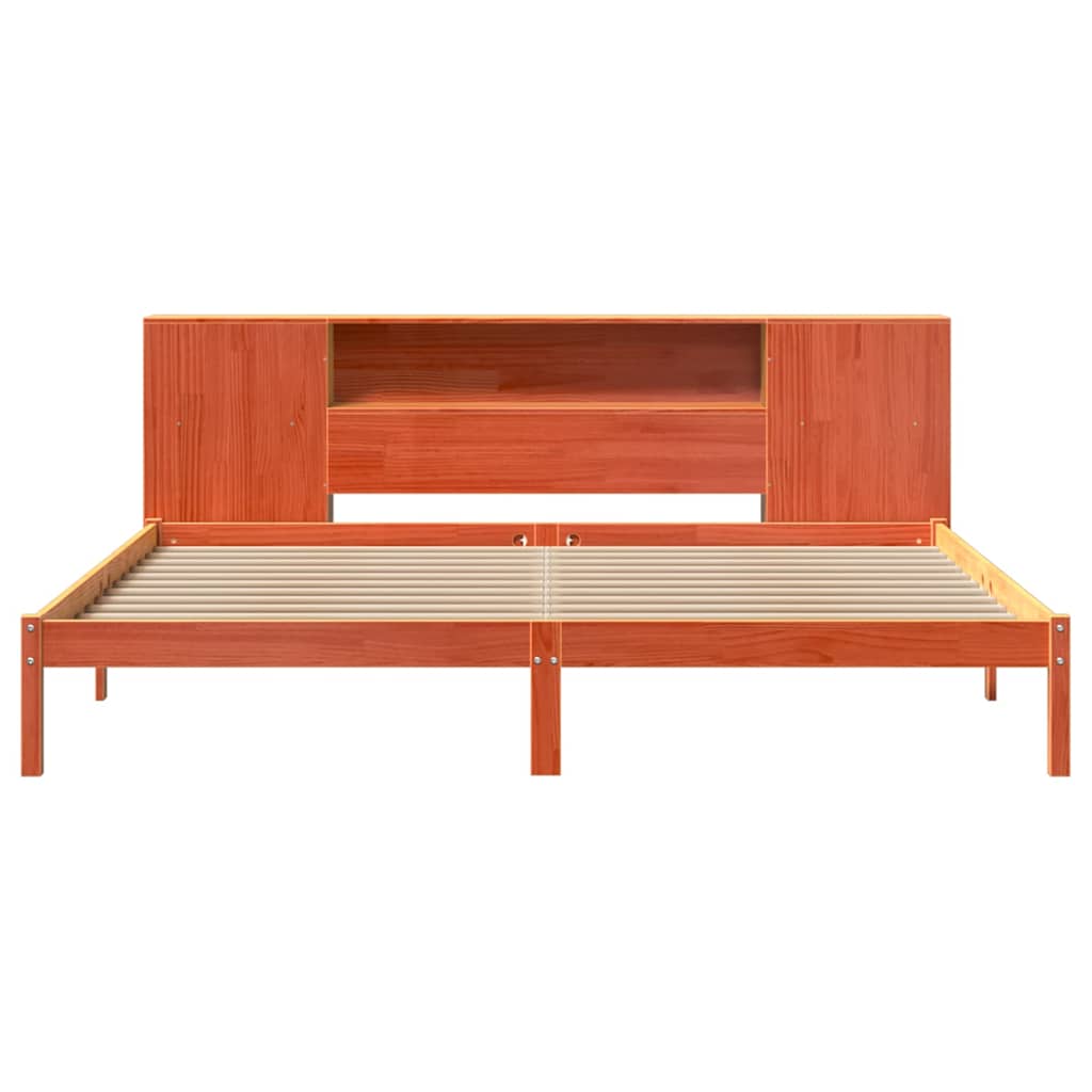 seng med reol uden madras 200x200cm massivt fyrretræ gyldenbrun