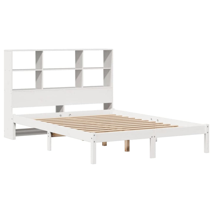 seng med reol uden madras 140x200 cm massivt fyrretræ hvid