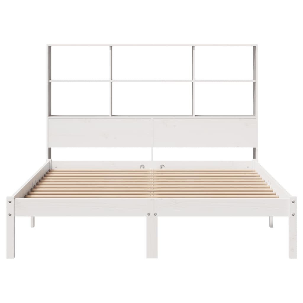 seng med reol uden madras 140x200 cm massivt fyrretræ hvid
