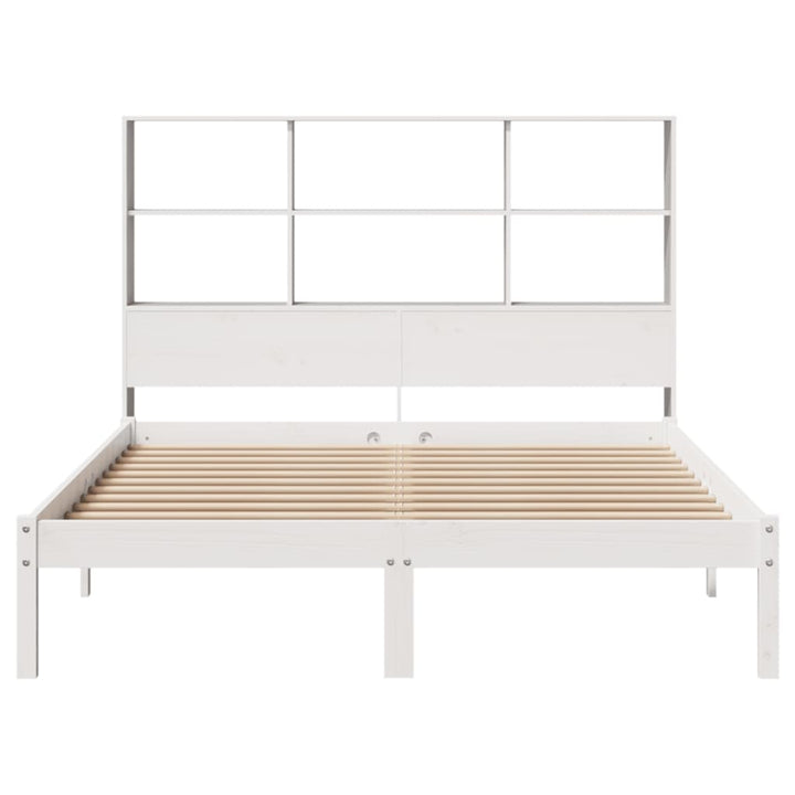 seng med reol uden madras 140x200 cm massivt fyrretræ hvid