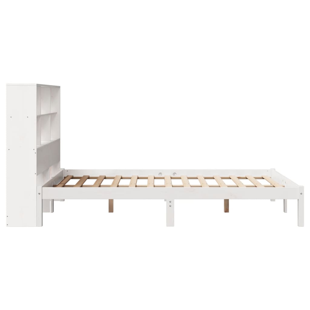 seng med reol uden madras 140x200 cm massivt fyrretræ hvid