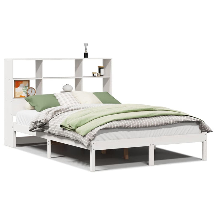 seng med reol uden madras 160x200 cm massivt fyrretræ hvid
