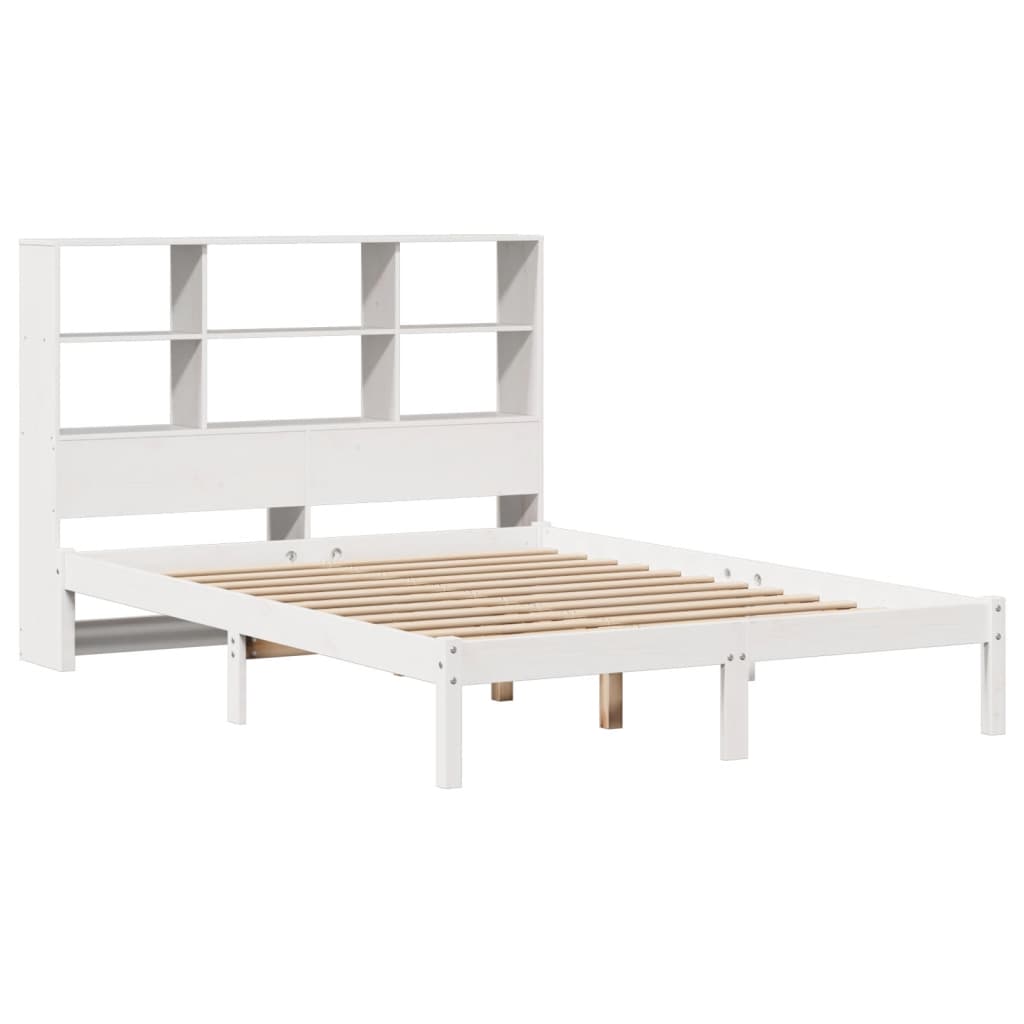 seng med reol uden madras 160x200 cm massivt fyrretræ hvid