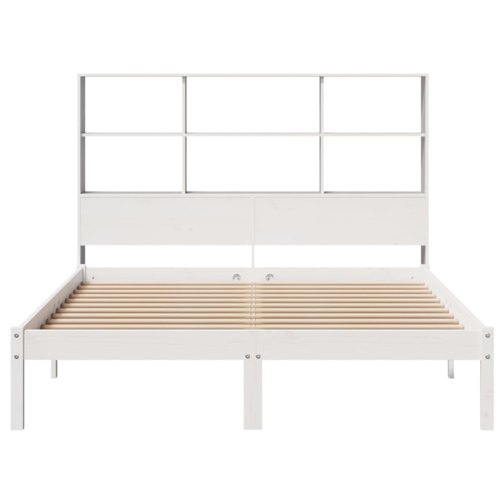 seng med reol uden madras 160x200 cm massivt fyrretræ hvid