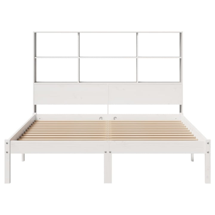 seng med reol uden madras 160x200 cm massivt fyrretræ hvid
