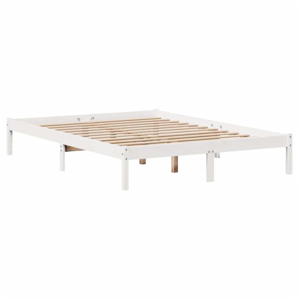 seng med reol uden madras 160x200 cm massivt fyrretræ hvid