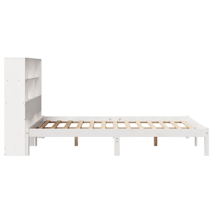 seng med reol uden madras 160x200 cm massivt fyrretræ hvid