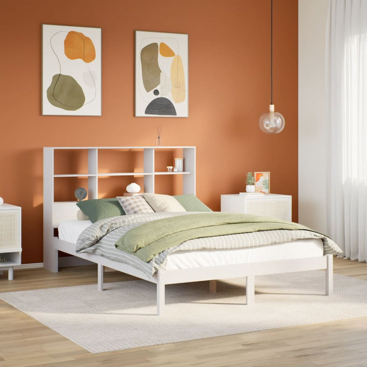 seng med reol uden madras 160x200 cm massivt fyrretræ hvid