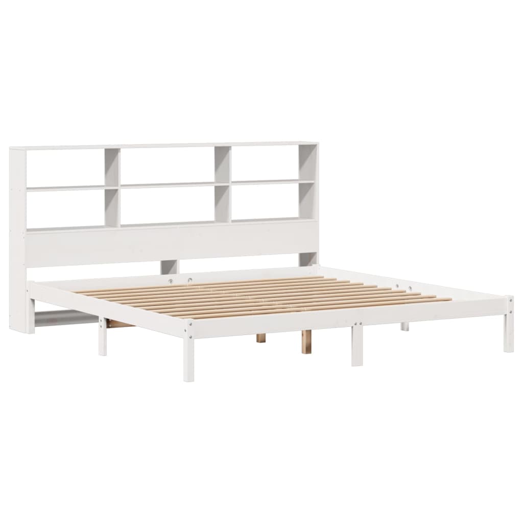 seng med reol uden madras 180x200 cm massivt fyrretræ hvid