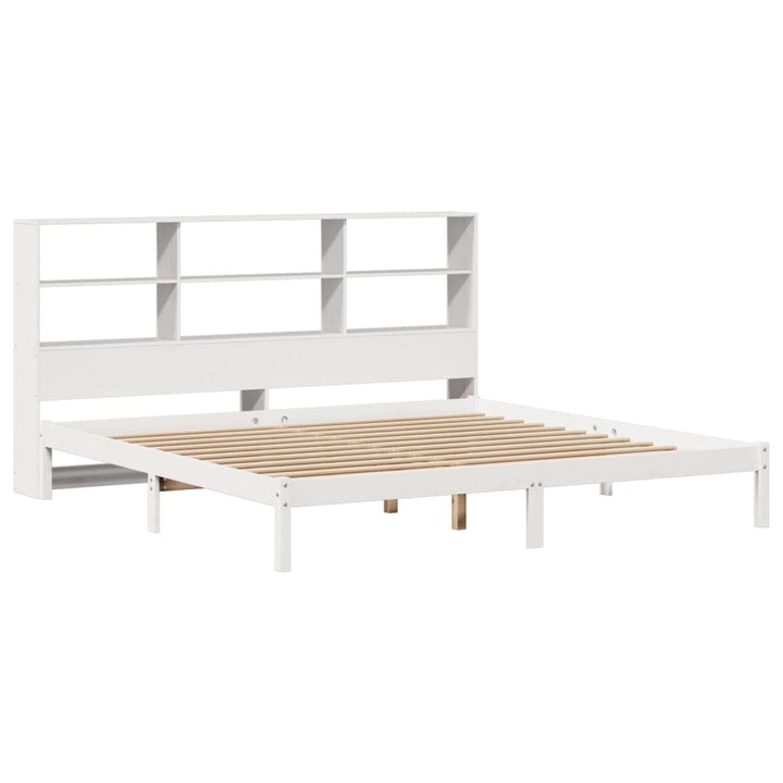 seng med reol uden madras 180x200 cm massivt fyrretræ hvid