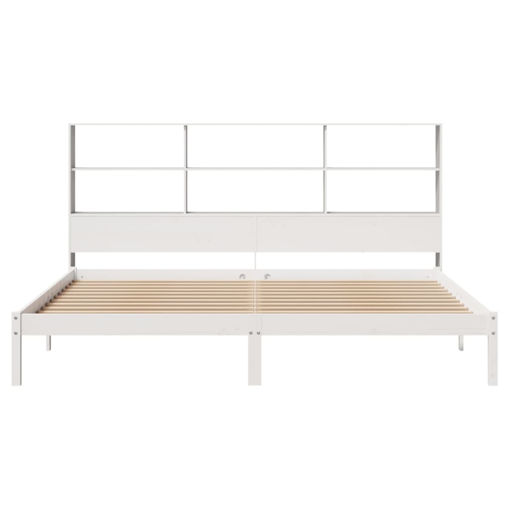 seng med reol uden madras 180x200 cm massivt fyrretræ hvid