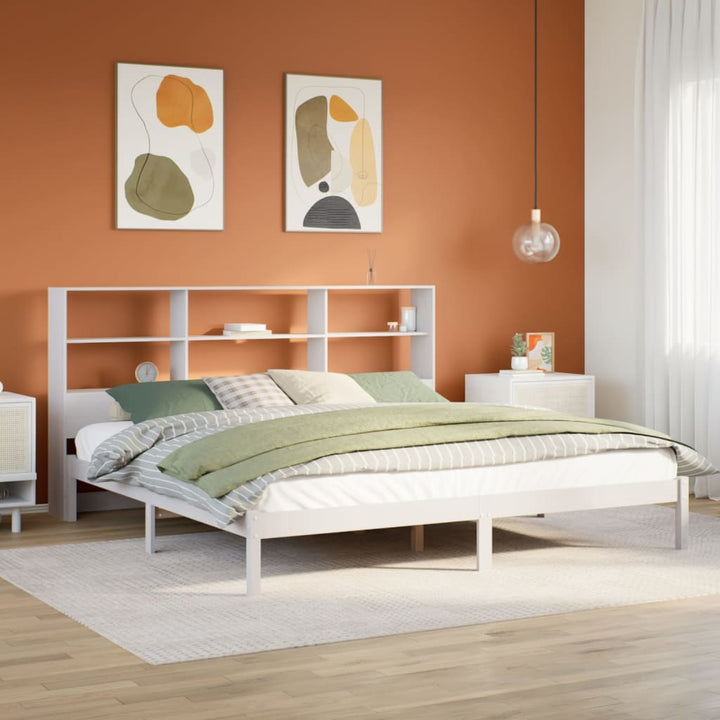 seng med reol uden madras 180x200 cm massivt fyrretræ hvid