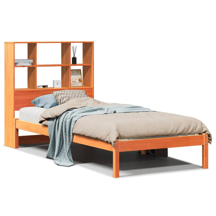 seng med reol uden madras 75x190 cm massivt fyrretræ gyldenbrun