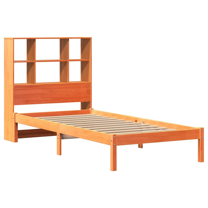 seng med reol uden madras 75x190 cm massivt fyrretræ gyldenbrun