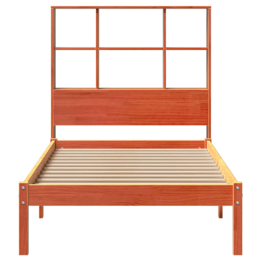 seng med reol uden madras 75x190 cm massivt fyrretræ gyldenbrun