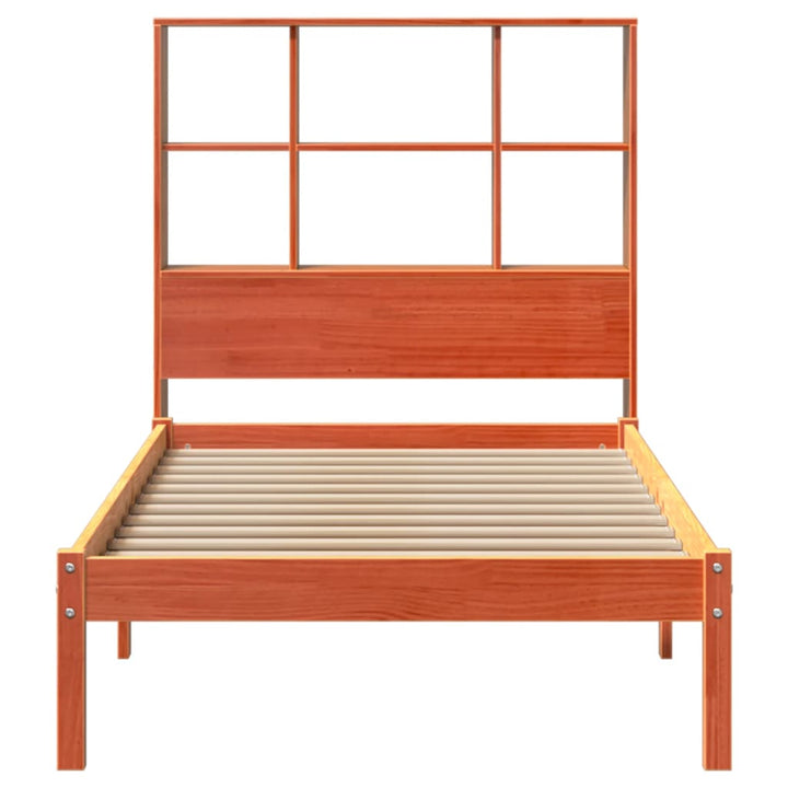 seng med reol uden madras 75x190 cm massivt fyrretræ gyldenbrun
