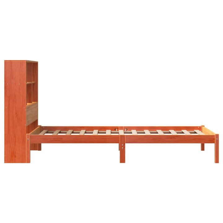 seng med reol uden madras 75x190 cm massivt fyrretræ gyldenbrun