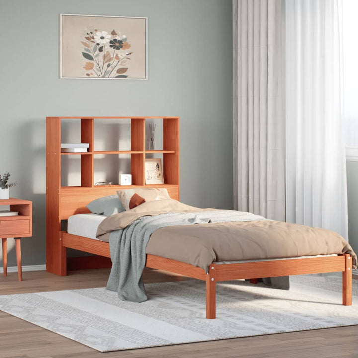 seng med reol uden madras 75x190 cm massivt fyrretræ gyldenbrun