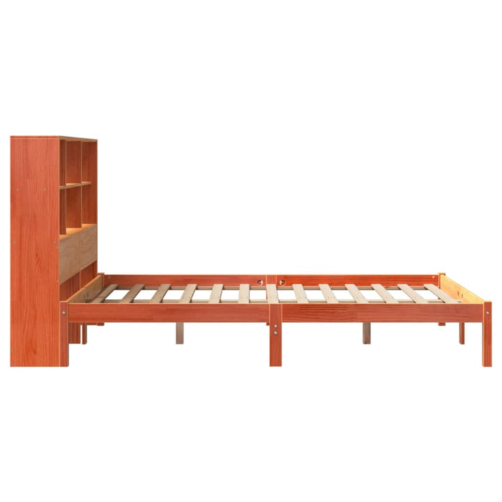 seng med reol uden madras 135x190cm massivt fyrretræ gyldenbrun