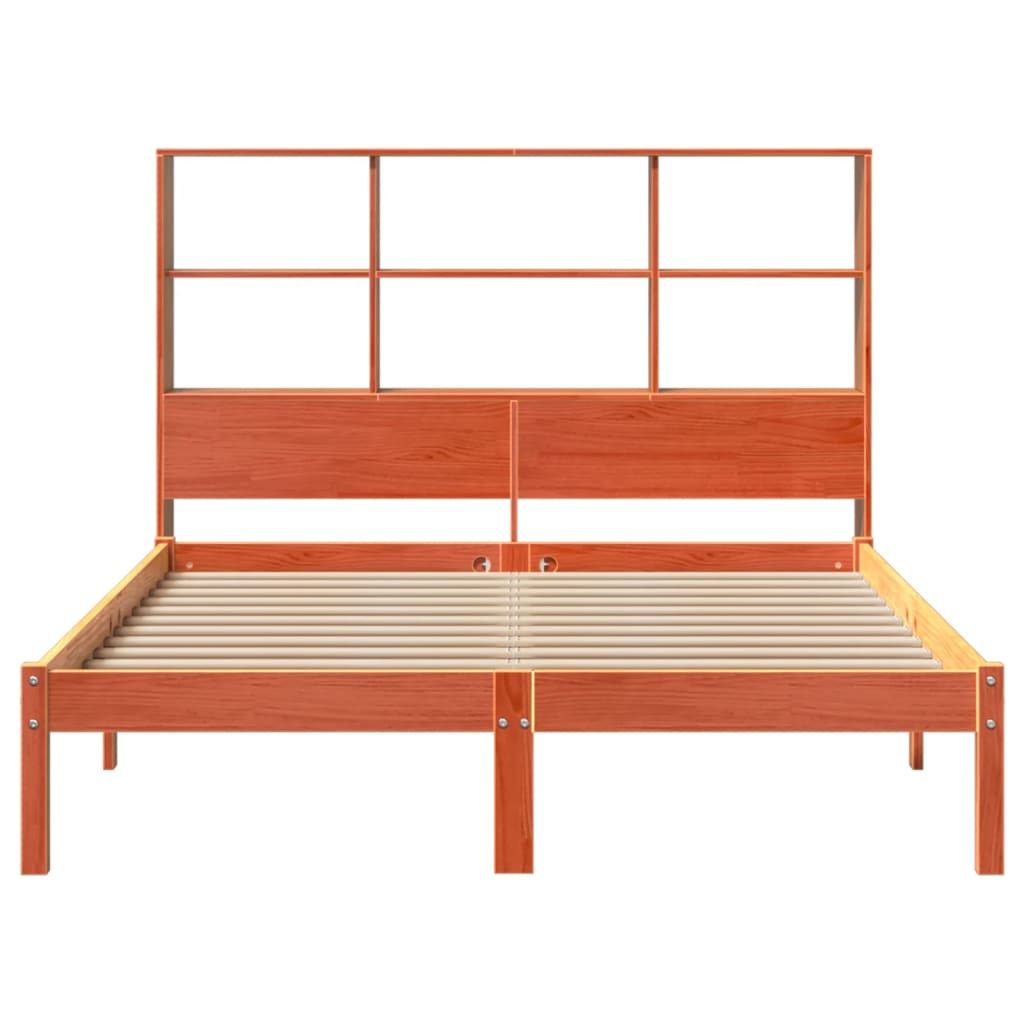 seng med reol uden madras 140x190cm massivt fyrretræ gyldenbrun