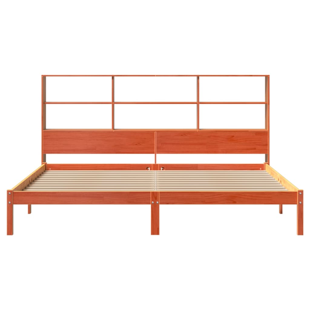 seng med reol uden madras 200x200cm massivt fyrretræ gyldenbrun