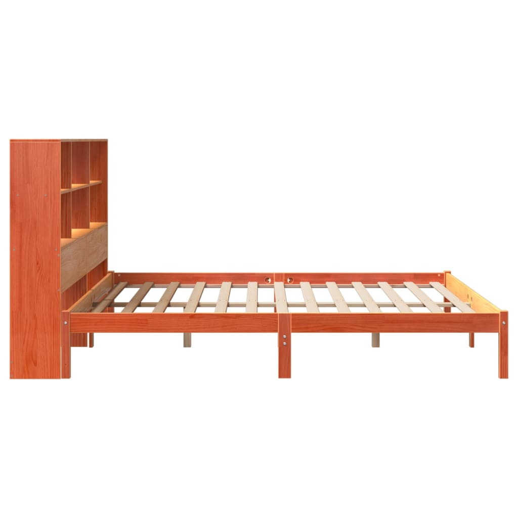 seng med reol uden madras 200x200cm massivt fyrretræ gyldenbrun