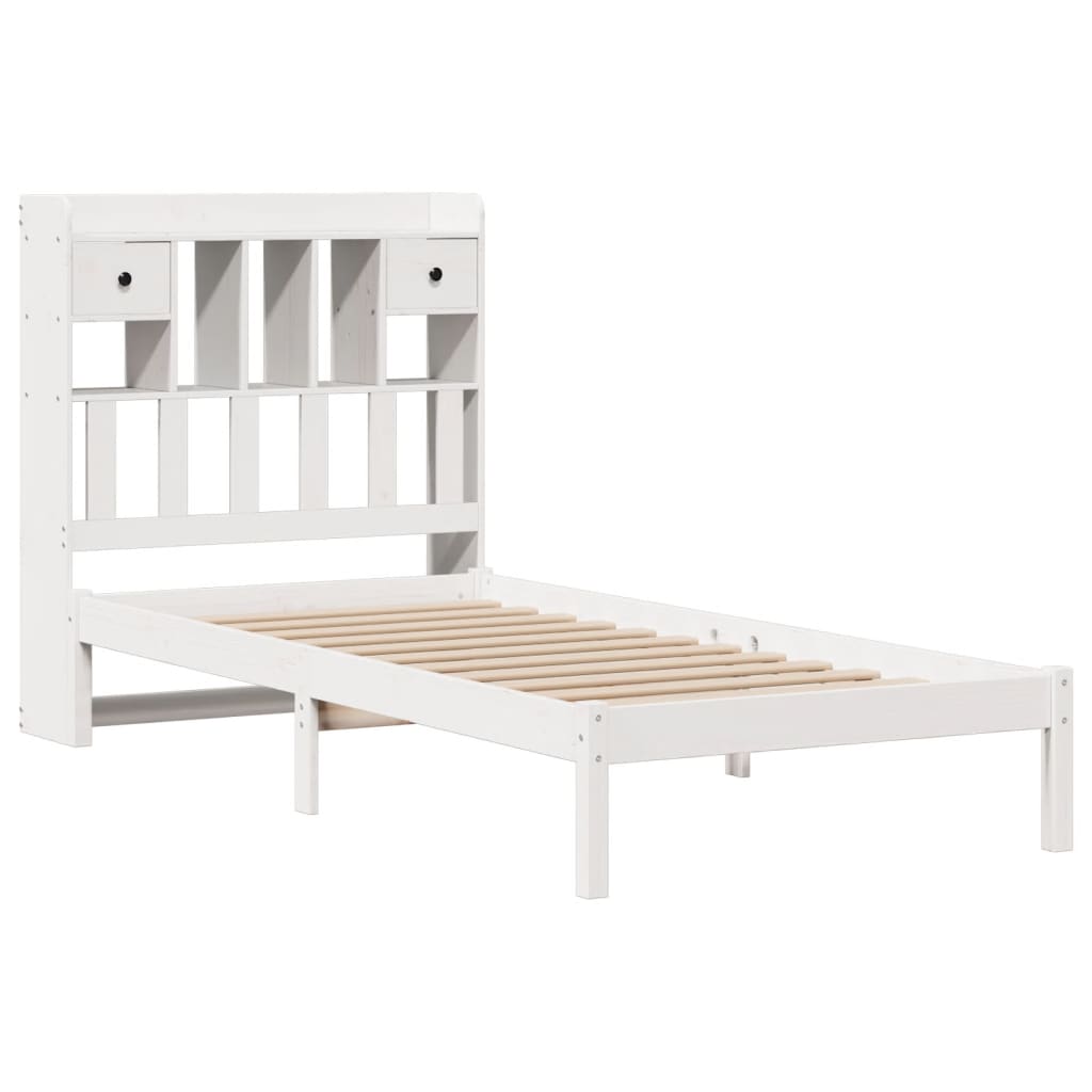 seng med reol uden madras 75x190 cm massivt fyrretræ hvid