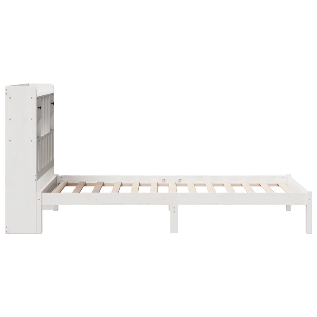 seng med reol uden madras 75x190 cm massivt fyrretræ hvid