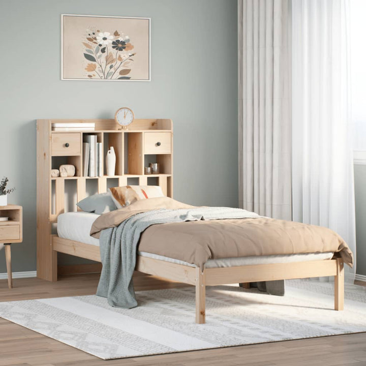 seng med reol uden madras 90x190 cm massivt fyrretræ