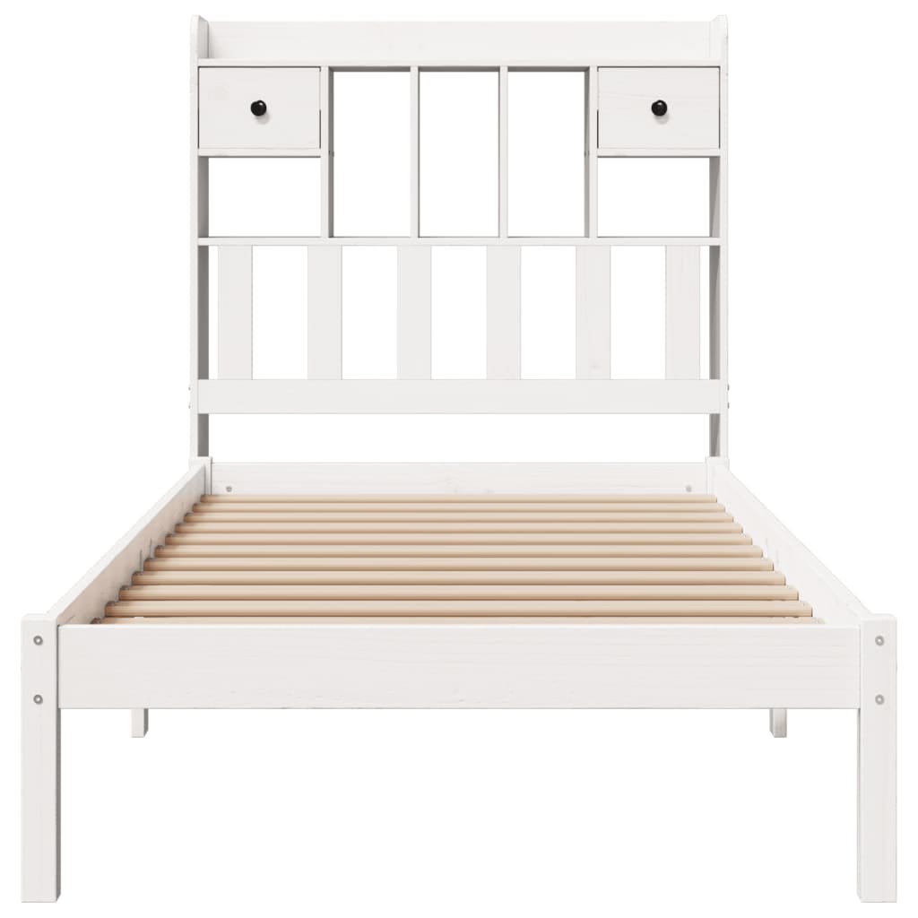 seng med reol uden madras 90x190 cm massivt fyrretræ hvid