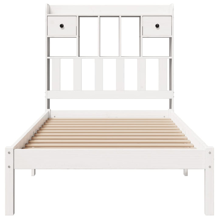 seng med reol uden madras 90x190 cm massivt fyrretræ hvid