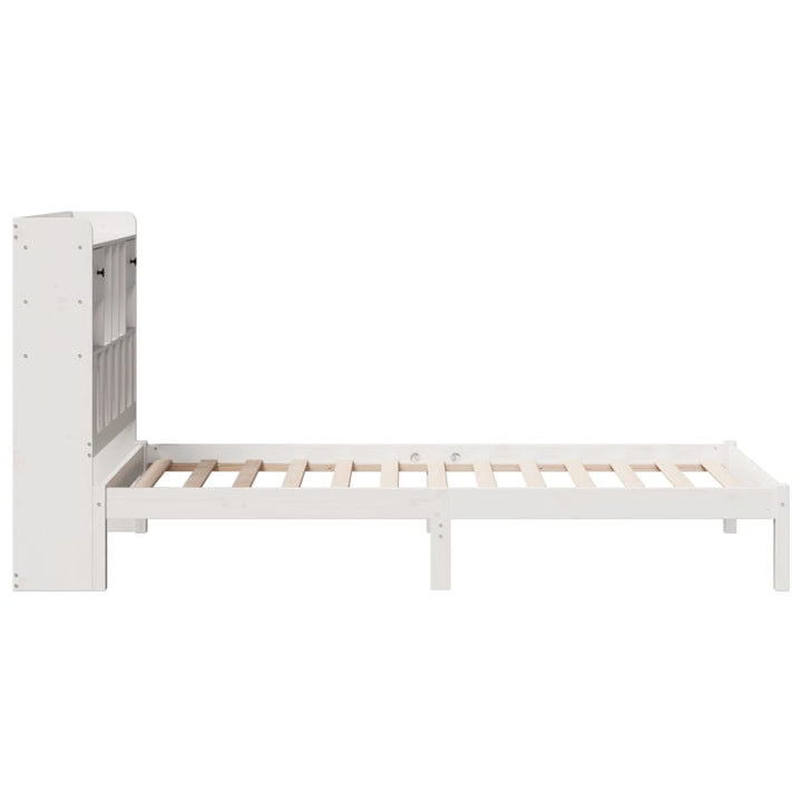 seng med reol uden madras 90x190 cm massivt fyrretræ hvid