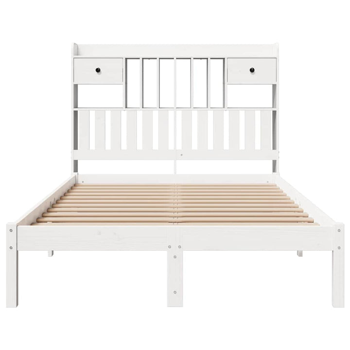 seng med reol uden madras 135x190 cm massivt fyrretræ hvid
