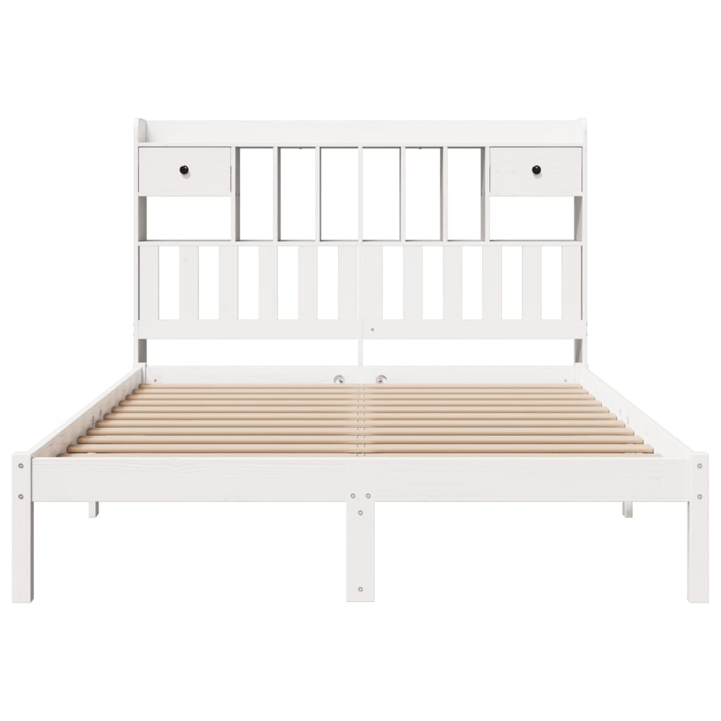 seng med reol uden madras 140x190 cm massivt fyrretræ hvid