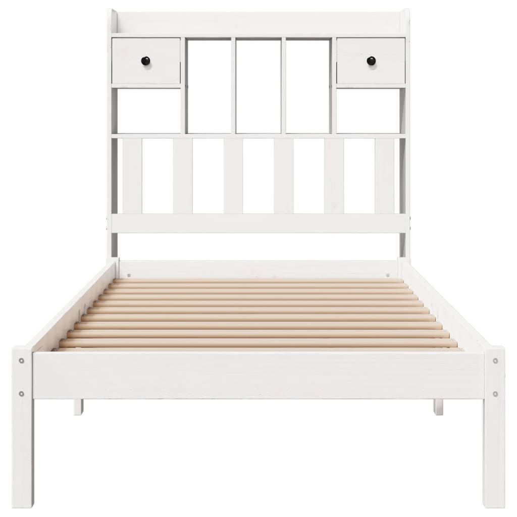 seng med reol uden madras 90x200 cm massivt fyrretræ hvid