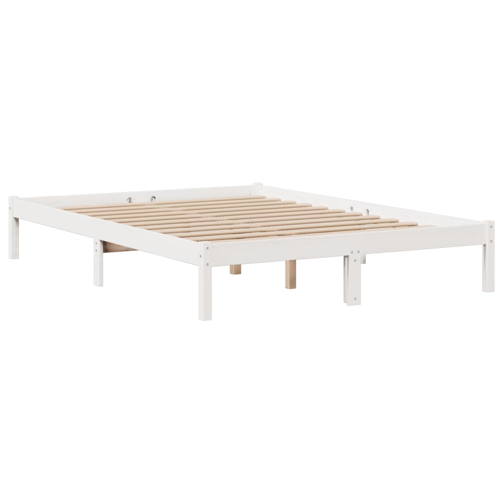 seng med reol uden madras 140x200 cm massivt fyrretræ hvid